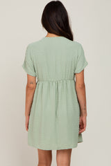 Light Green Swiss Dot V-Neck Dress