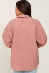 Mauve Fleece Maternity Shirt Jacket