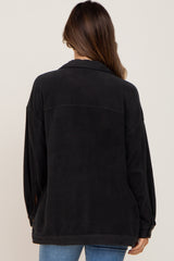 Charcoal Fleece Maternity Shirt Jacket