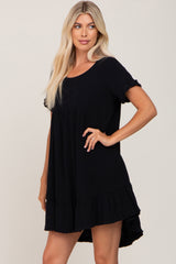 Black Frayed Hem Dress