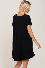 Black Frayed Hem Dress