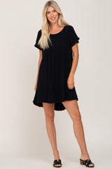 Black Frayed Hem Dress