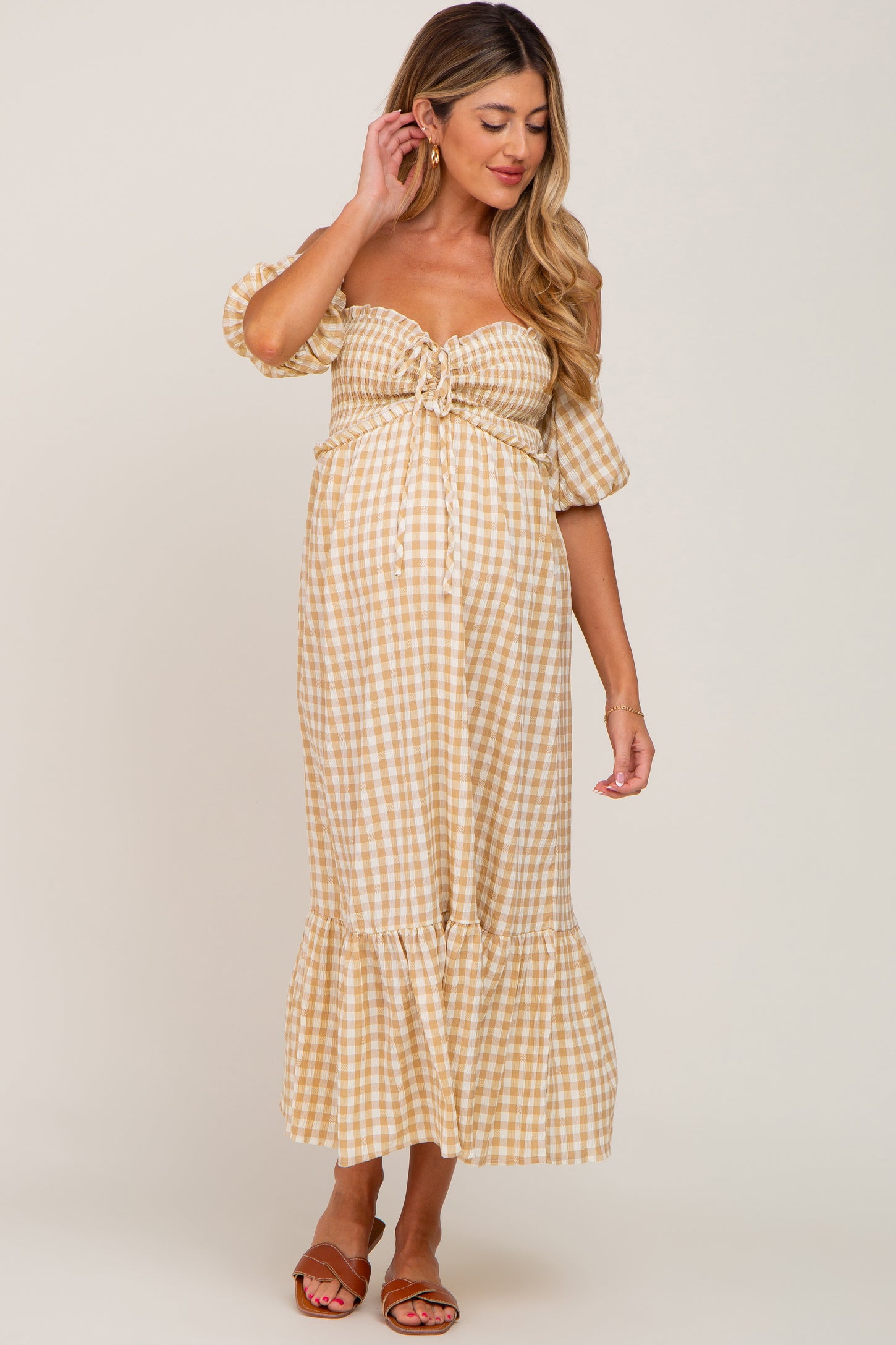 Sweetheart Maternity Maxi with Tie Front