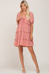 Mauve Plaid Ruffle Tier Dress