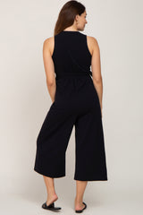 Black Sleeveless Flare Maternity Jumpsuit