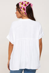 White Split Hem Cuffed Maternity Top