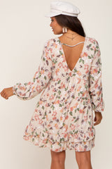 Cream Floral Ruffle Hem Maternity Mini Dress