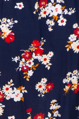 Navy Floral Smocked Puff Sleeve Maternity Dress