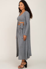 Grey 3-Piece Skirt and Cardigan Set