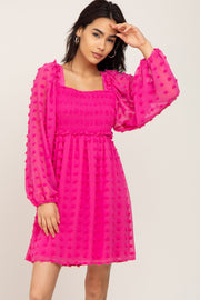 Fuchsia Swiss Dot Smocked Dress