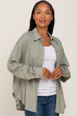 Olive Oversized Button Down Maternity Blouse