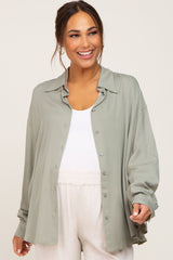 Olive Oversized Button Down Maternity Blouse