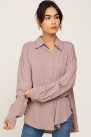 Mocha Oversized Button Down Blouse