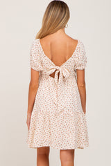 Cream Floral Puff Sleeve Maternity Dress