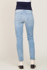 Light Blue Ripped Knee Maternity Skinny Jeans