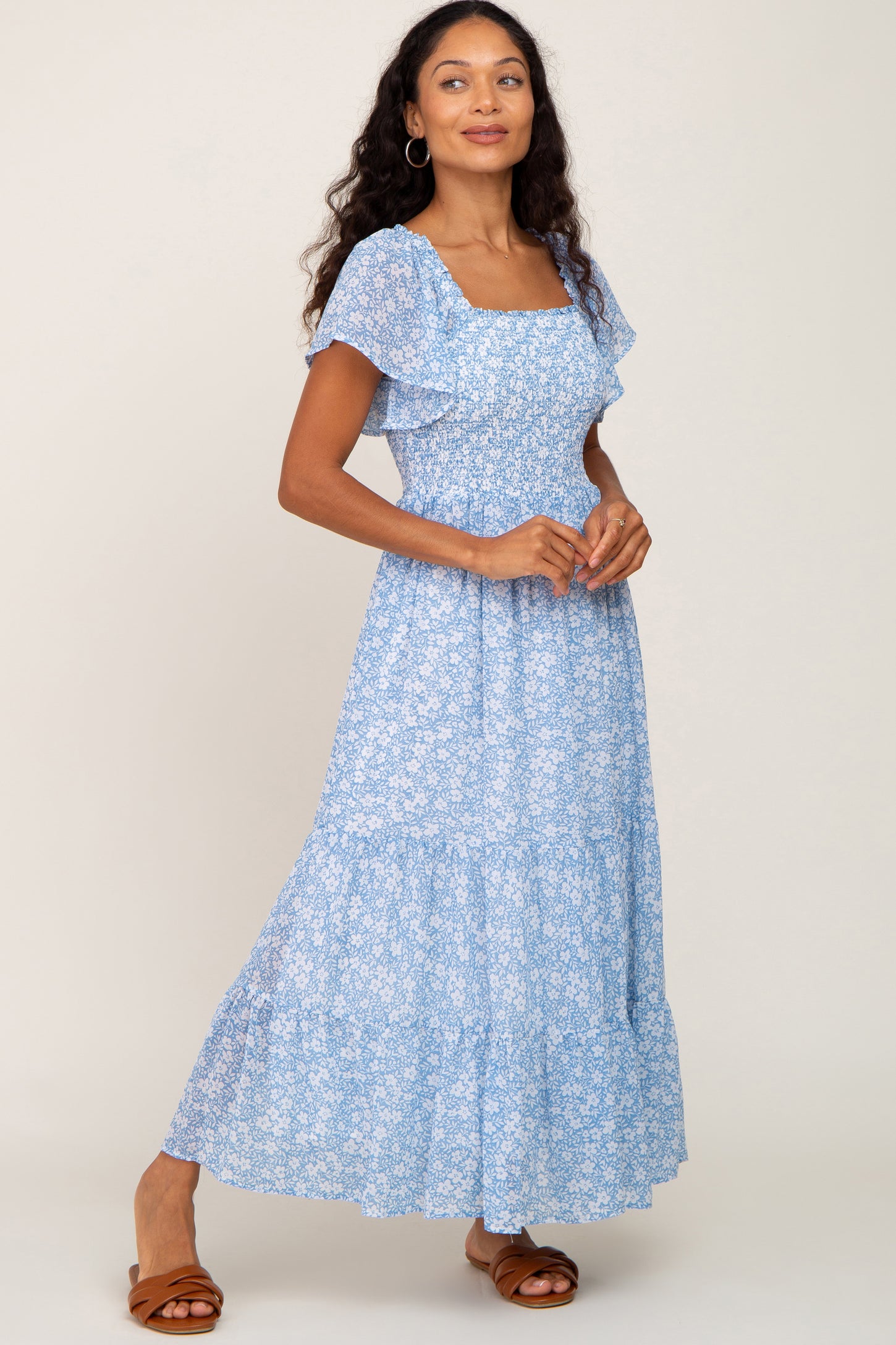 Birdie Maxi Dress, Blue + Blush Floral