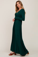 Forest Green Front Twist Long Sleeve Maxi Dress