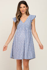 Blue Floral Eyelet Maternity Dress