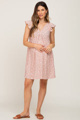 Light Pink Floral Eyelet Maternity Dress