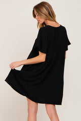 Black Basic V-Neck Dress