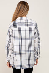 White Plaid Front Pocket Maternity Button Up Top