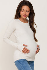 Beige Active Long Sleeve Maternity Top