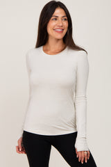 Beige Active Long Sleeve Maternity Top