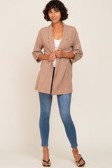 Taupe Side Slit 3/4 Sleeve Blazer