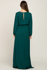 Forest Green Wrap Front Chiffon Maternity Gown