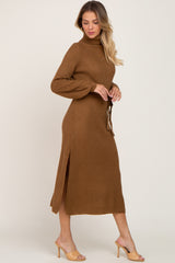 Camel Turtle Neck Sweater Dress