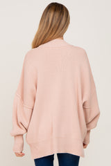 Light Pink Mock Neck Exposed Seam Maternity Sweater