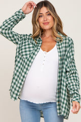 Green Plaid Flannel Maternity Top