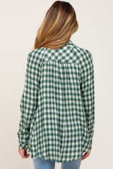 Green Plaid Flannel Maternity Top