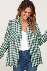 Green Plaid Flannel Maternity Top