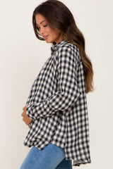 Black Plaid Flannel Maternity Top