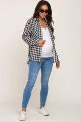 Black Plaid Flannel Maternity Top