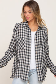 Black Plaid Flannel Top