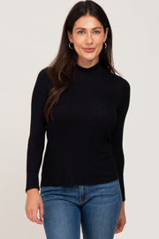 Black Mock Neck Long Sleeve Top