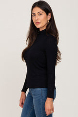 Black Mock Neck Long Sleeve Top