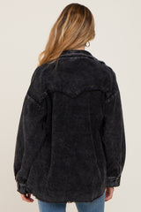 Black Corduroy Maternity Shirt Jacket