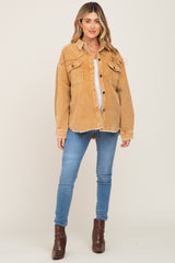 Camel Corduroy Maternity Shirt Jacket