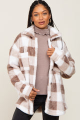 Mocha Plaid Fuzzy Shirt Jacket