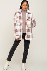 Mocha Plaid Fuzzy Shirt Jacket