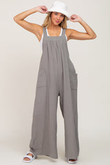 Olive Wide Leg Tie Back Overalls