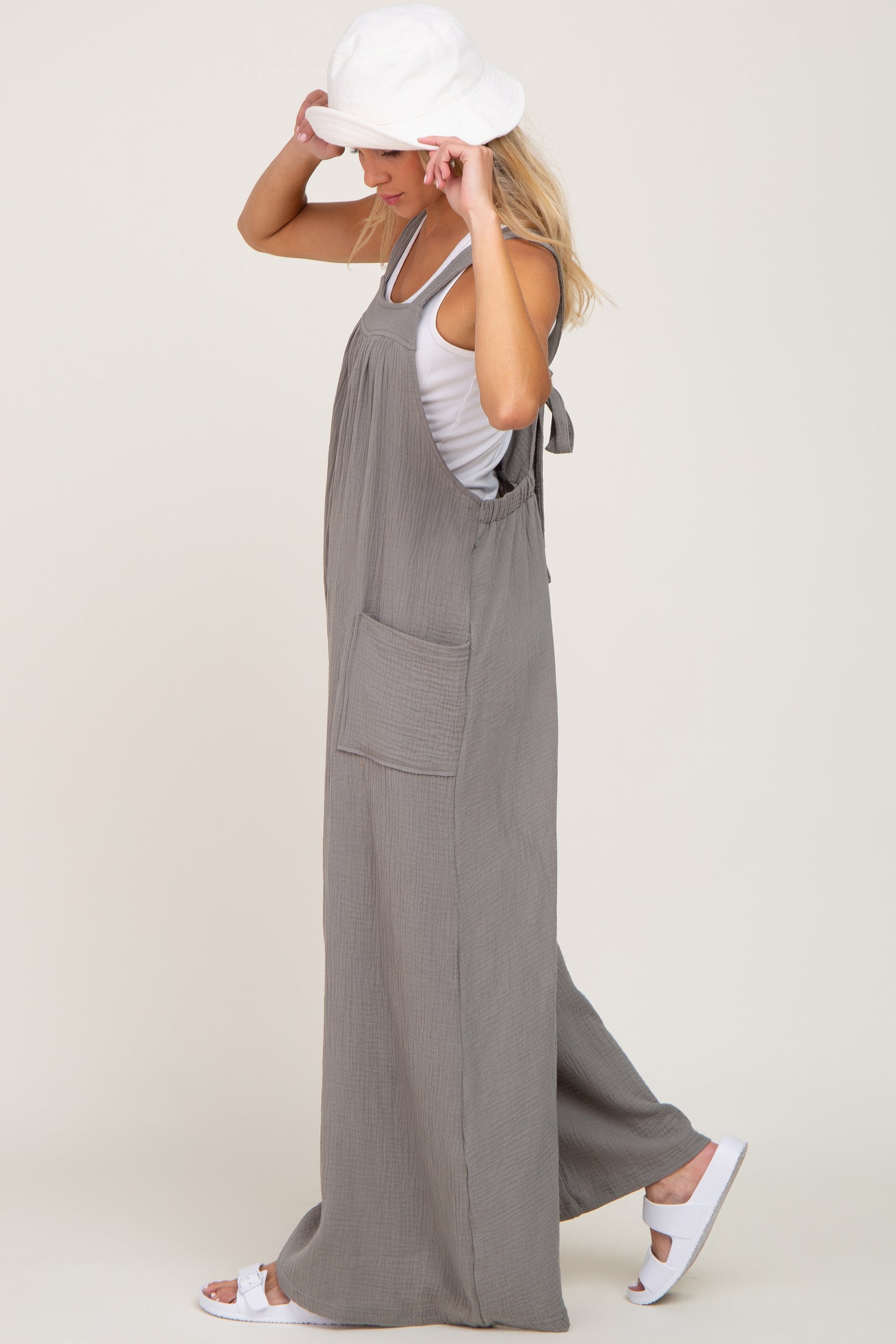 Olive Wide Leg Tie Back Overalls– PinkBlush