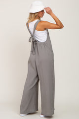 Olive Wide Leg Tie Back Overalls