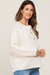 Ivory Open Knit Button Front Maternity Sweater