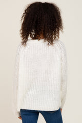 Ivory Open Knit Button Front Sweater