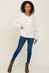 Ivory Open Knit Button Front Sweater