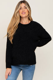 Black Soft Chenille Knit Maternity Sweater